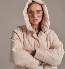 Удлиненный кожаный пуховик DONG MING