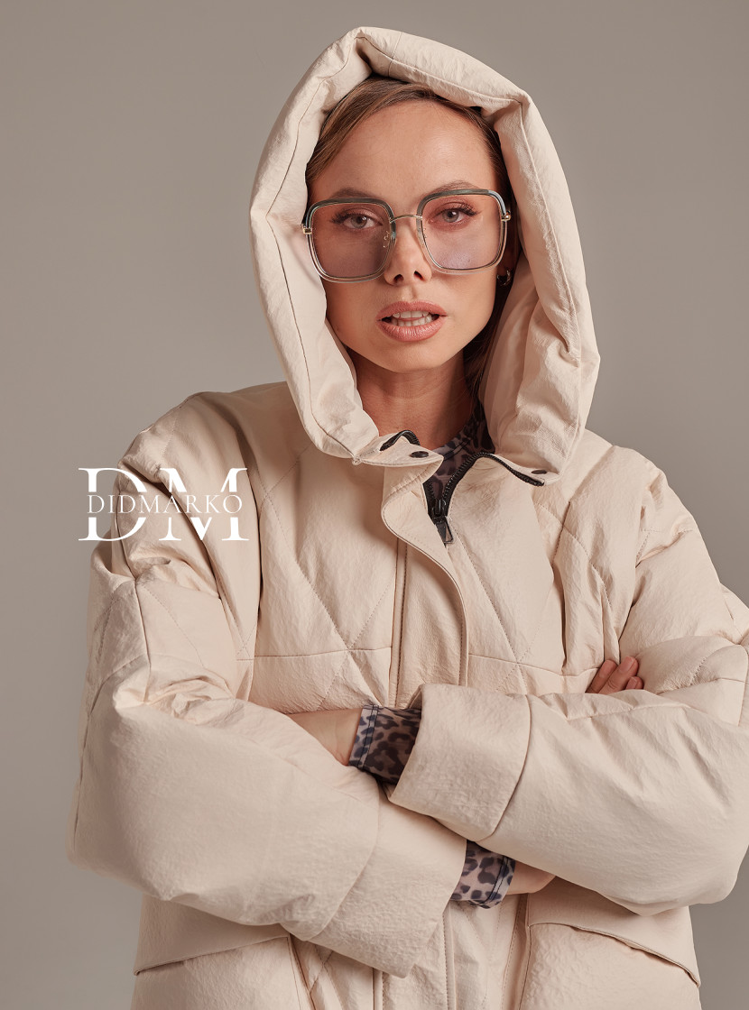 Удлиненный кожаный пуховик DONG MING