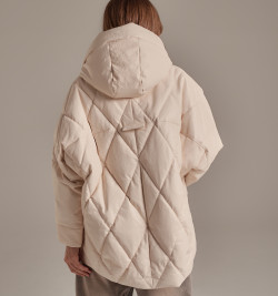 Удлиненный кожаный пуховик DONG MING