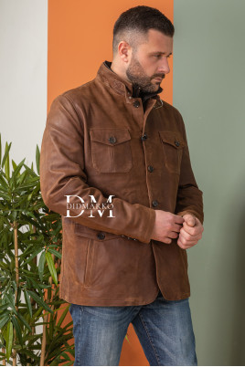 Купить Мужская кожаная куртка в стиле милитари в %rs_city_gde%