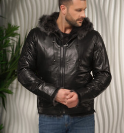 Мужская дубленка с нестриженным  мехом тосканы