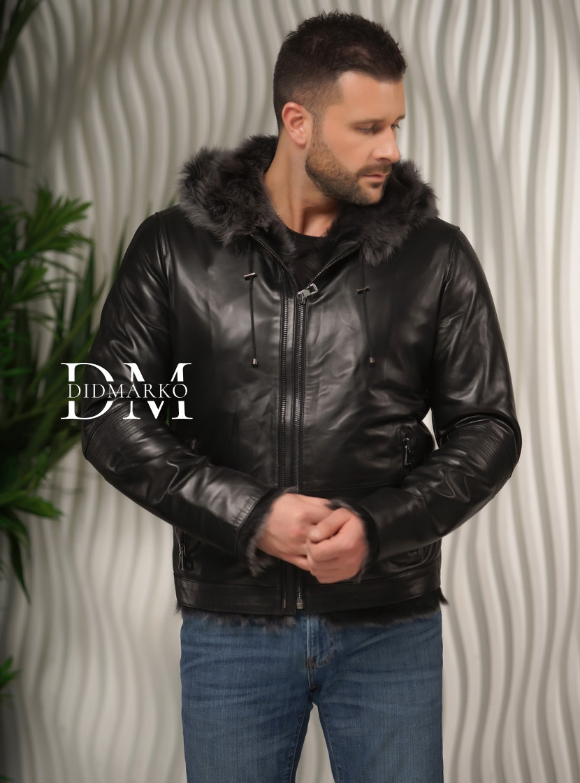 Мужская дубленка с нестриженным  мехом тосканы