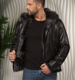 Мужская дубленка с нестриженным  мехом тосканы