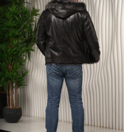 Мужская дубленка с нестриженным  мехом тосканы