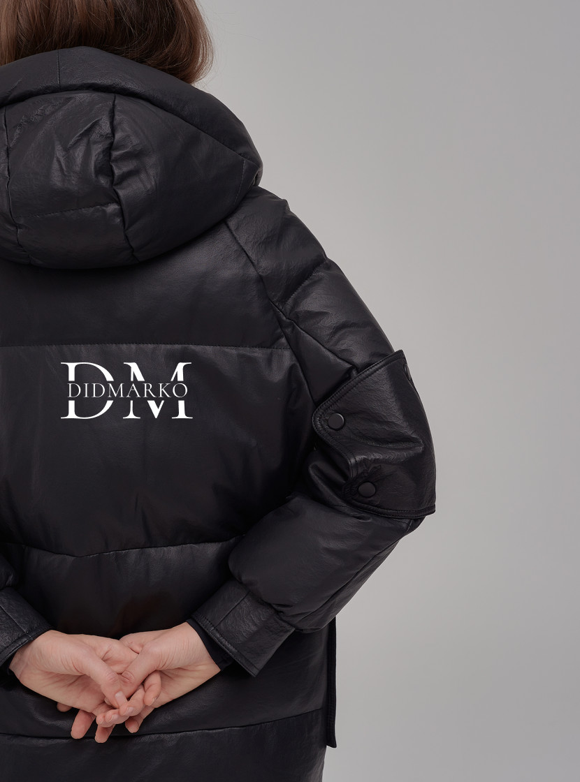 Длинный черный пуховик женский DONG MING