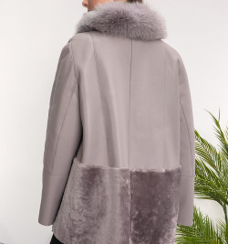 Женская дубленка серого цвета SALE 