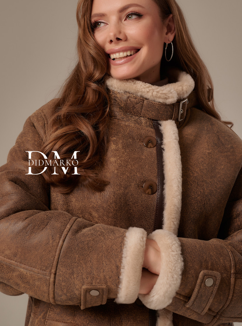 Женская дубленка в стиле винтаж