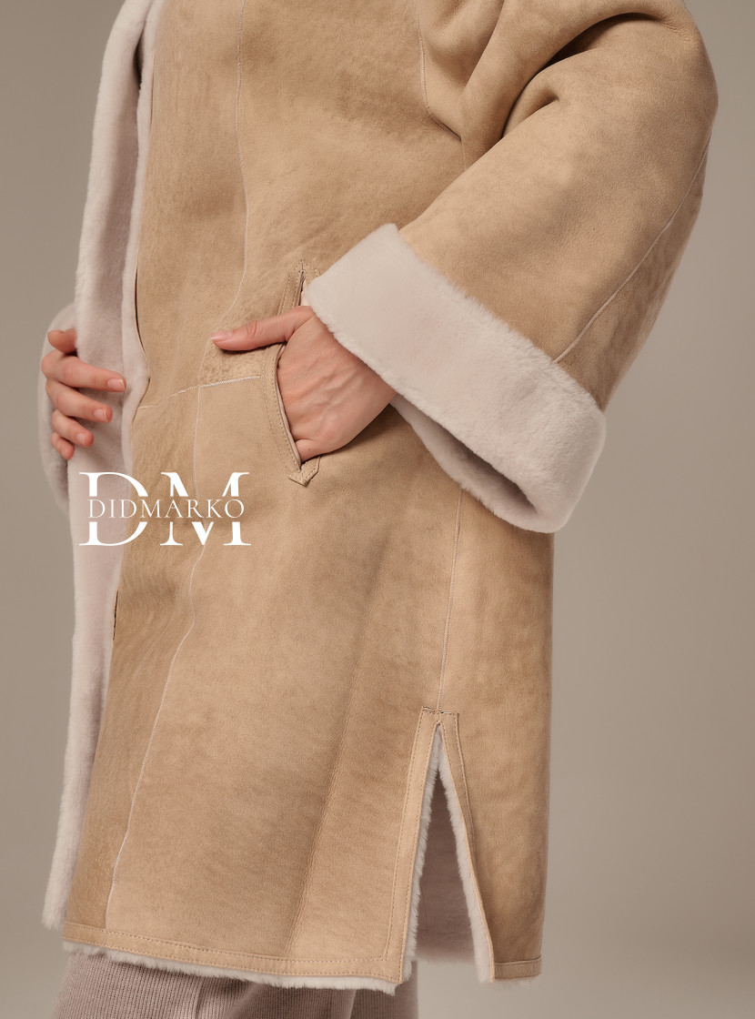 Двусторонняя дубленка оверсайз