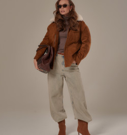 Пуховик из натуральной замши, еврозима