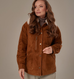 Пуховик из натуральной замши, еврозима