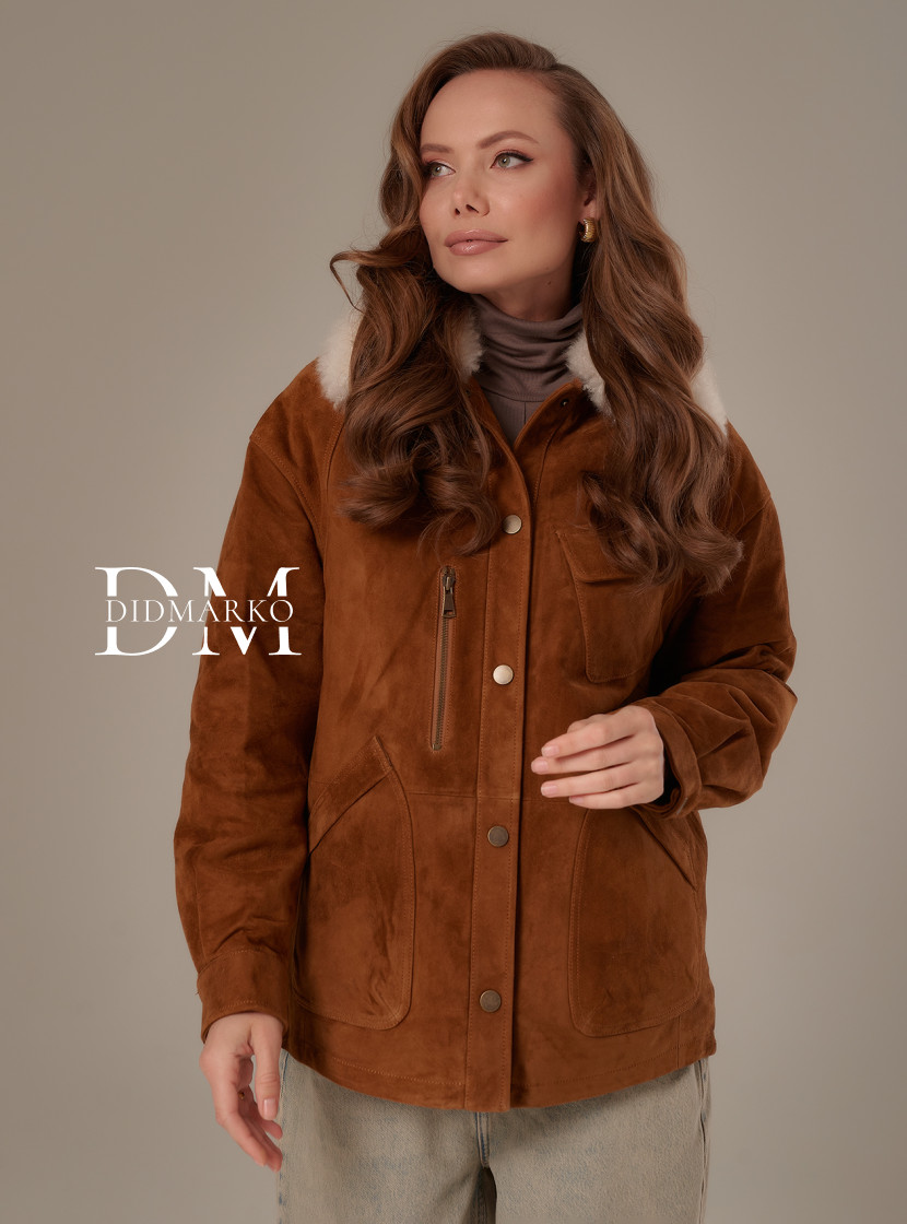 Пуховик из натуральной замши, еврозима