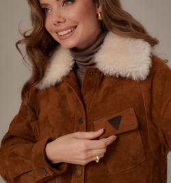 Пуховик из натуральной замши, еврозима