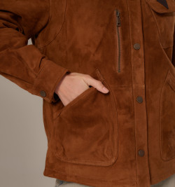 Пуховик из натуральной замши, еврозима