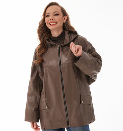 Кожаная куртка с капюшоном большие размеры