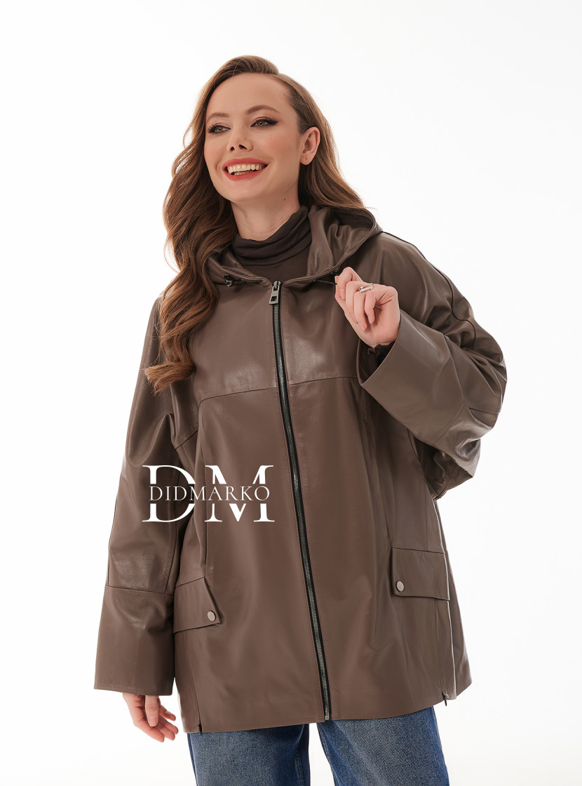 Кожаная куртка с капюшоном большие размеры