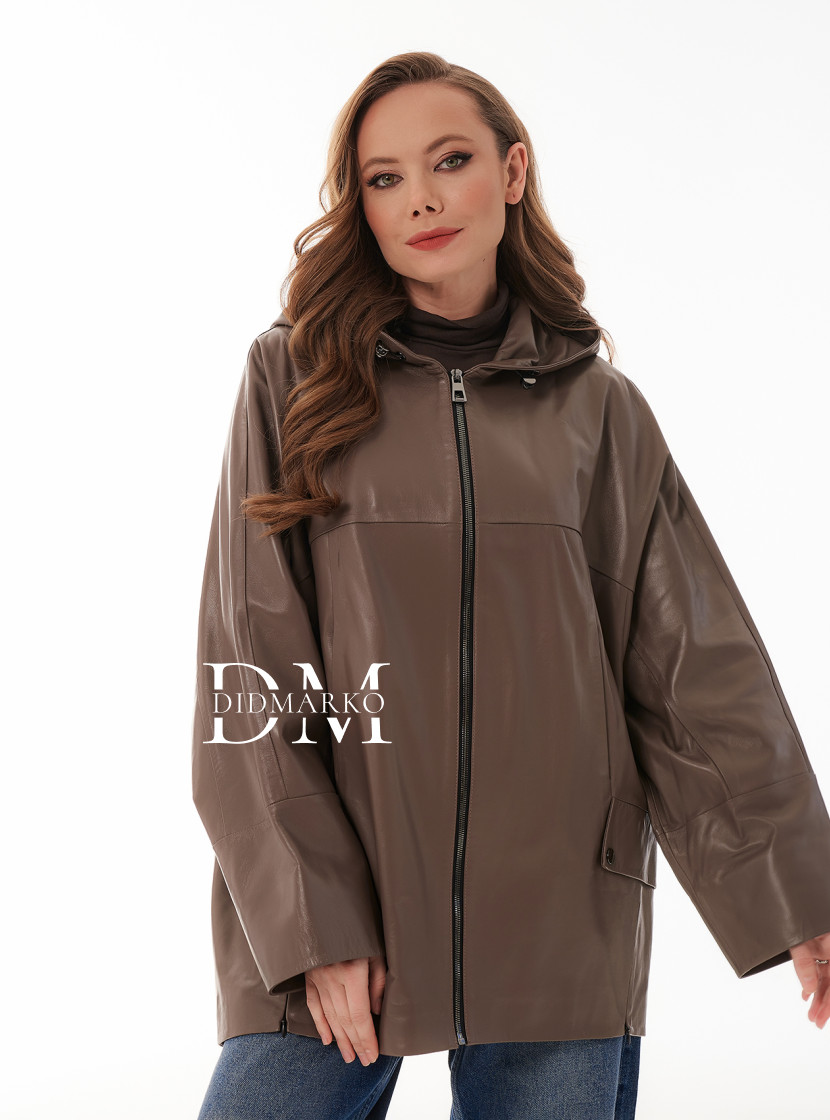 Кожаная куртка с капюшоном большие размеры