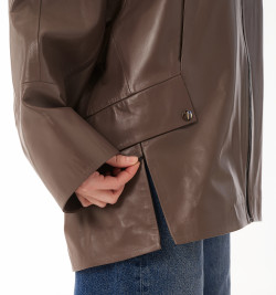 Кожаная куртка с капюшоном большие размеры