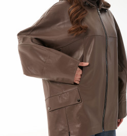 Кожаная куртка с капюшоном большие размеры