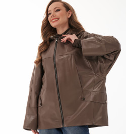 Кожаная куртка с капюшоном большие размеры