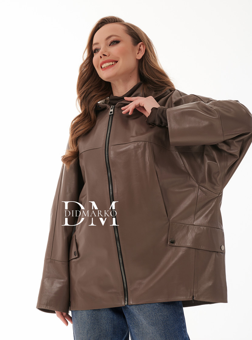 Кожаная куртка с капюшоном большие размеры