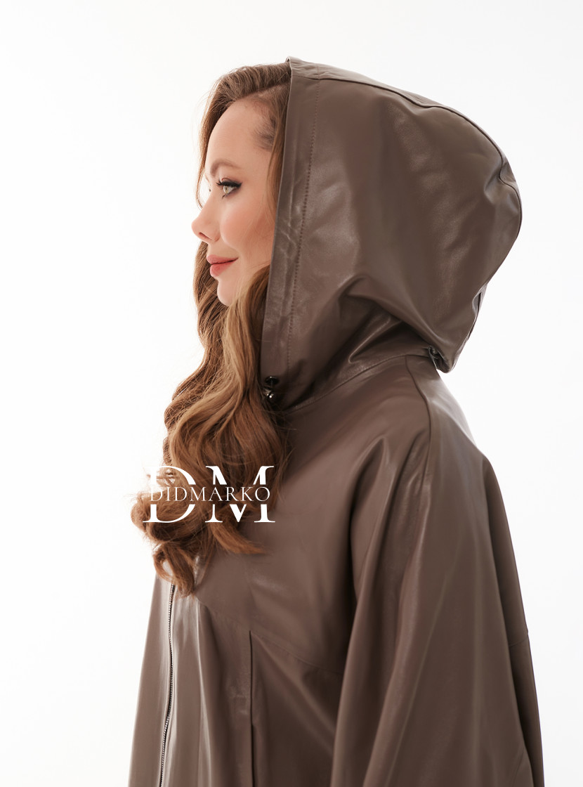 Кожаная куртка с капюшоном большие размеры