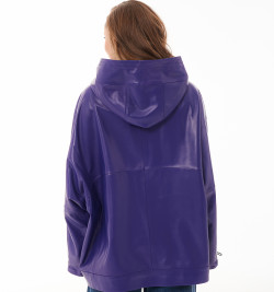 Женская кожаная куртка больших размеров фиолетового цвета