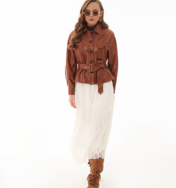 Осенний Шик: Рыжий кожаный жакет 