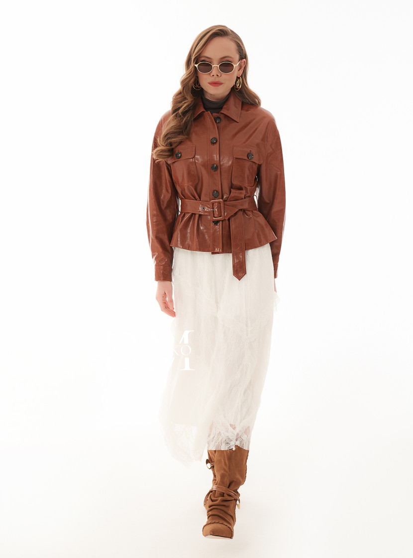 Осенний Шик: Рыжий кожаный жакет 