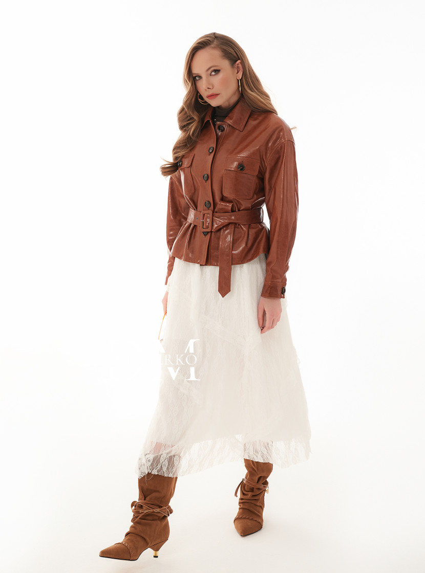 Осенний Шик: Рыжий кожаный жакет 