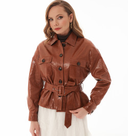 Осенний Шик: Рыжий кожаный жакет 