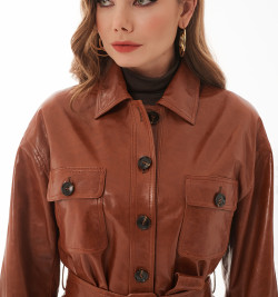 Осенний Шик: Рыжий кожаный жакет 