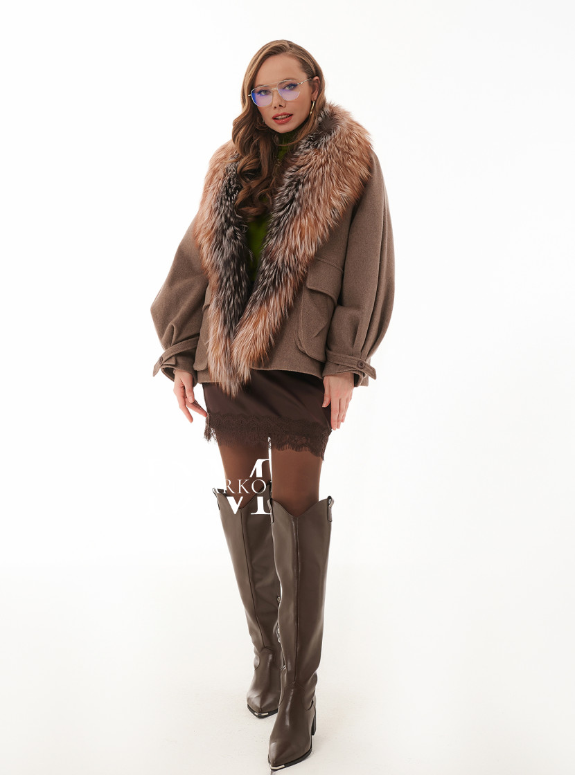Кашемировая куртки с мехом чернобурки