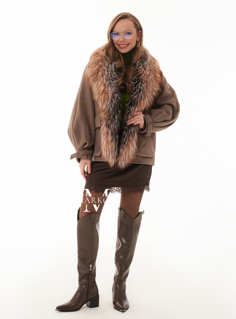 Кашемировая куртки с мехом чернобурки