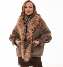 Кашемировая куртки с мехом чернобурки