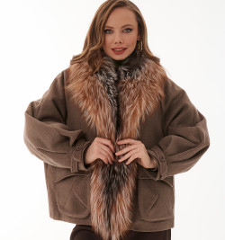 Кашемировая куртки с мехом чернобурки