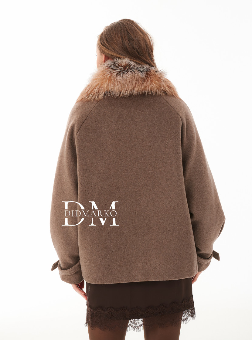 Кашемировая куртки с мехом чернобурки