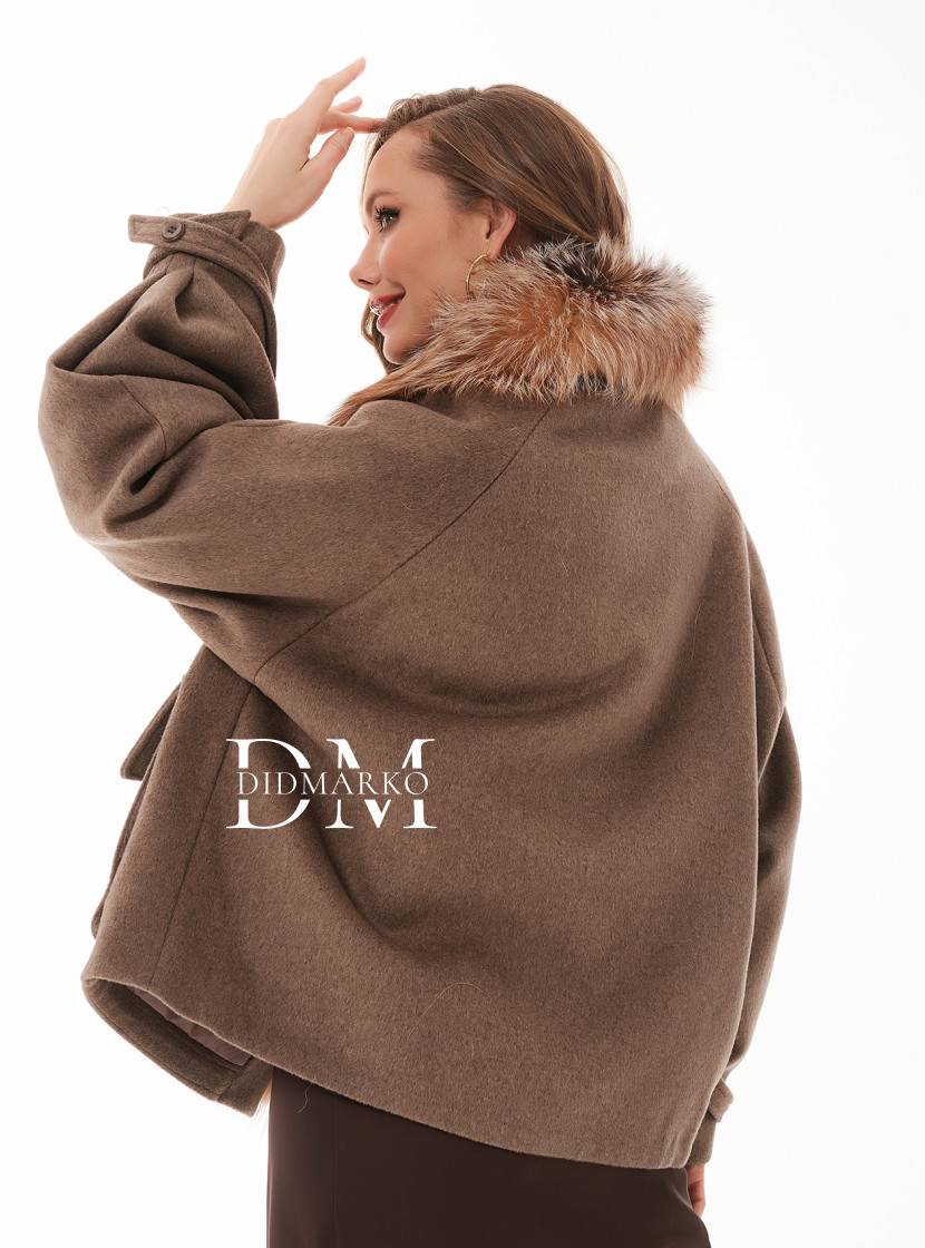 Кашемировая куртки с мехом чернобурки