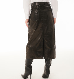 Прямая юбка из натуральной кожи