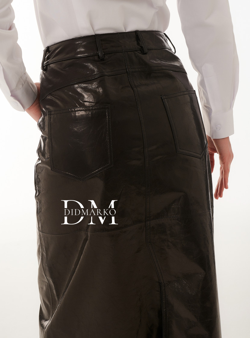 Прямая юбка из натуральной кожи