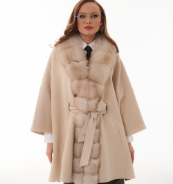 Кашемировое пончо с мехом