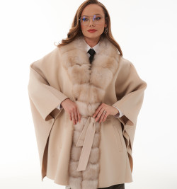 Кашемировое пончо с мехом