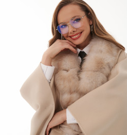 Кашемировое пончо с мехом