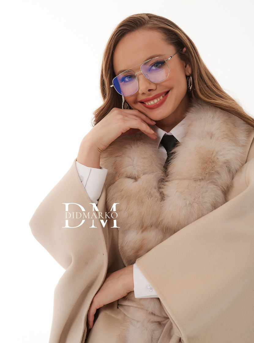 Кашемировое пончо с мехом