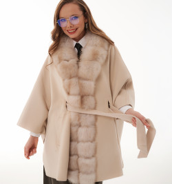 Кашемировое пончо с мехом