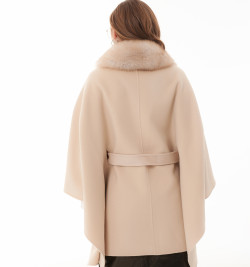 Кашемировое пончо с мехом