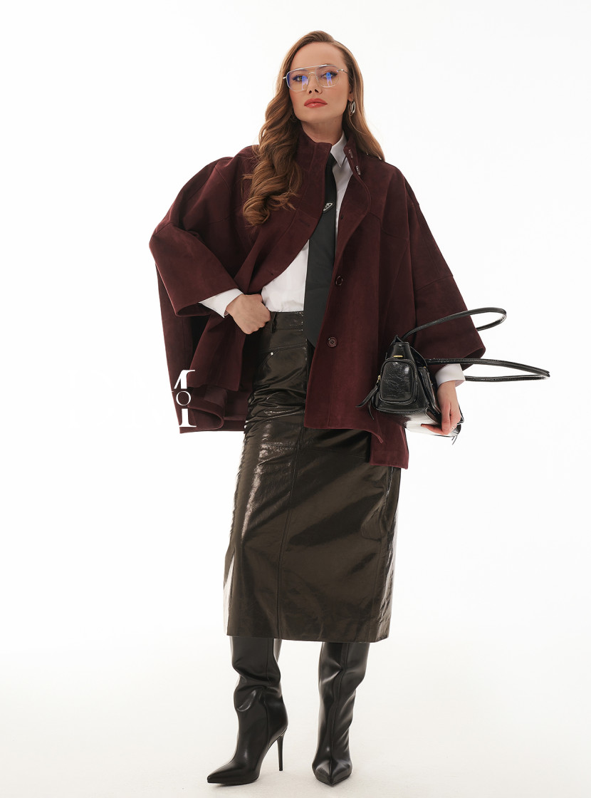 Бордовый жакет из замши большие размеры