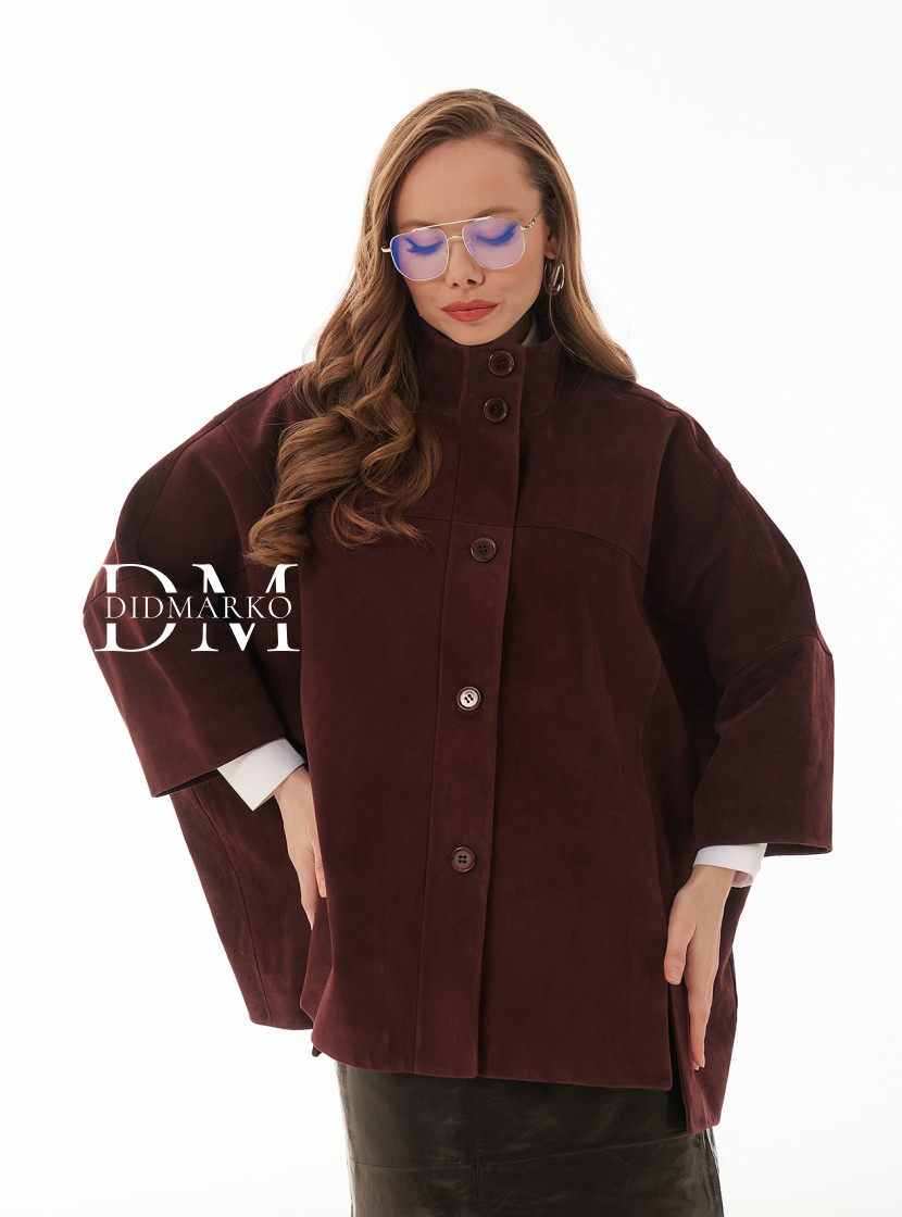 Бордовый жакет из замши большие размеры