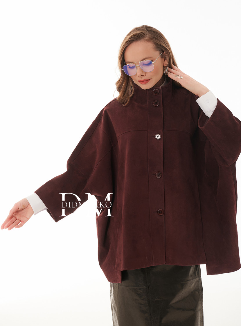 Бордовый жакет из замши большие размеры 