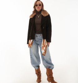 Замшевый пиджак с мехом норки