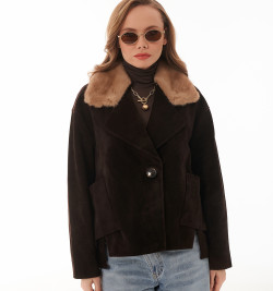 Замшевый пиджак с мехом норки